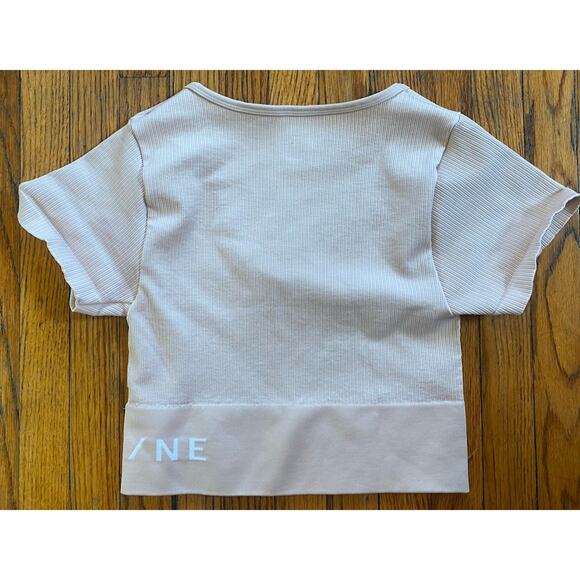 Aerie Top Womens L Pink Offline Seamless Sidewalk Crop T-Shirt Rib Knit Solid - Picture 3 of 8